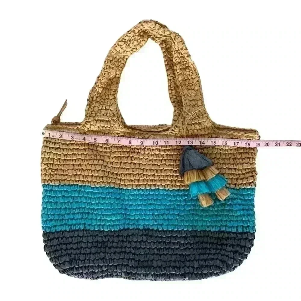 Magid Straw Tote With Tassels NWT